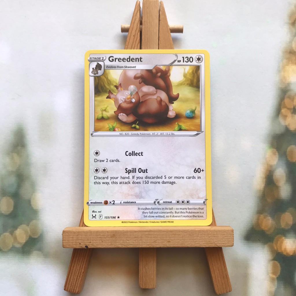 Thẻ hình Pokemon Greedent 151/196 - Lá bài lẻ Lost Origin Rare Reverse Holo tiếng Anh