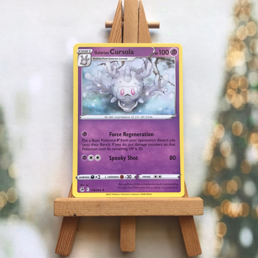 Thẻ hình Pokemon Galarian Cursola 118/264 - Lá bài Sword & Shield: Fusion Strike Rare Reverse Holo tiếng Anh chính hãng