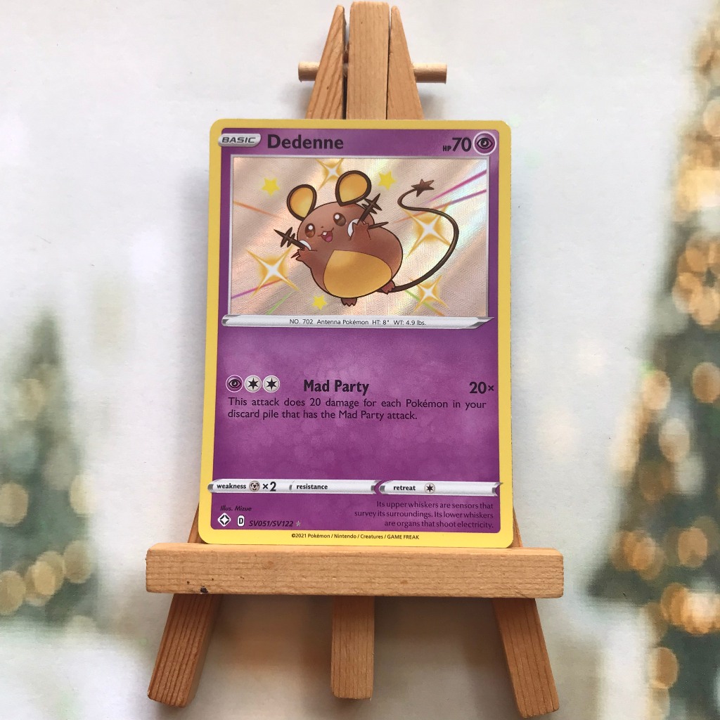 Thẻ hình Pokemon Dedenne SV51/SV122 - Lá bài lẻ Sword&Shield Shining Fates Shiny Rare tiếng Anh chính hãng