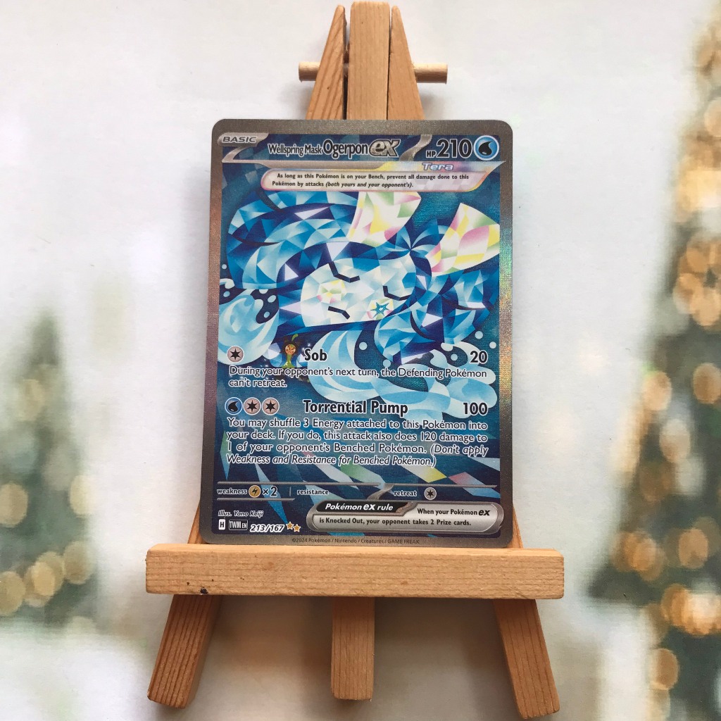 Thẻ Pokemon Wellspring Mask Ogerpon ex 213/167-Lá bài Twilight Masquerade Special Illustration Rare tiếng Anh chính hãng
