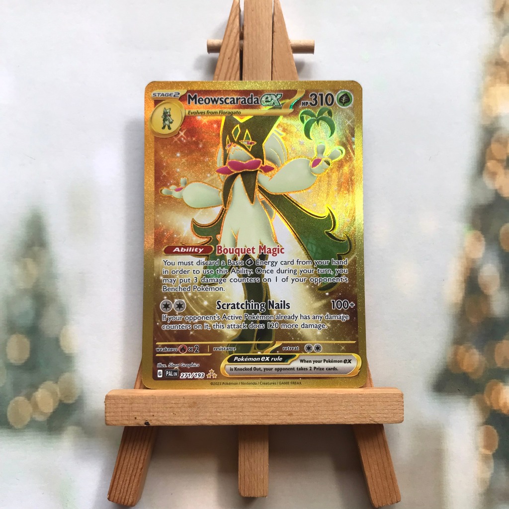 Thẻ hình Pokemon Meowscarada ex 271/193 - Lá bài Scarlet & Violet: Paldea Evolved Gold Secret Rare tiếng Anh chính hãng