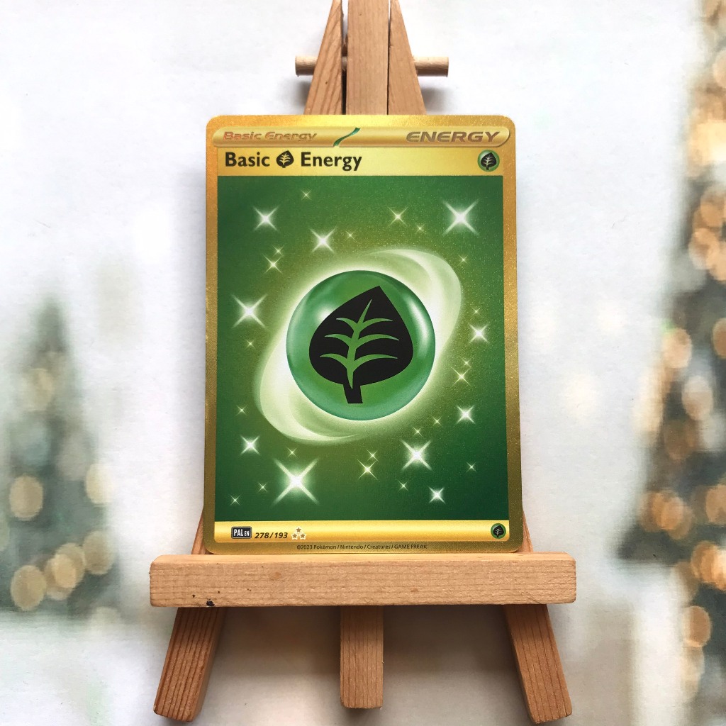 Thẻ hình Pokemon Basic Grass Energy 278/193 - Lá bài Scarlet&Violet Paldea Evolved Gold Secret Rare tiếng Anh chính hãng