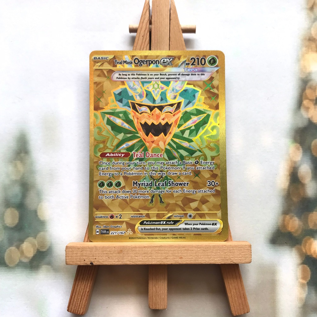 Thẻ hình Pokemon Teal Mask Ogerpon ex 221/167 - Lá bài lẻ  Twilight Masquerade Gold Secret Rare tiếng Anh chính hãng