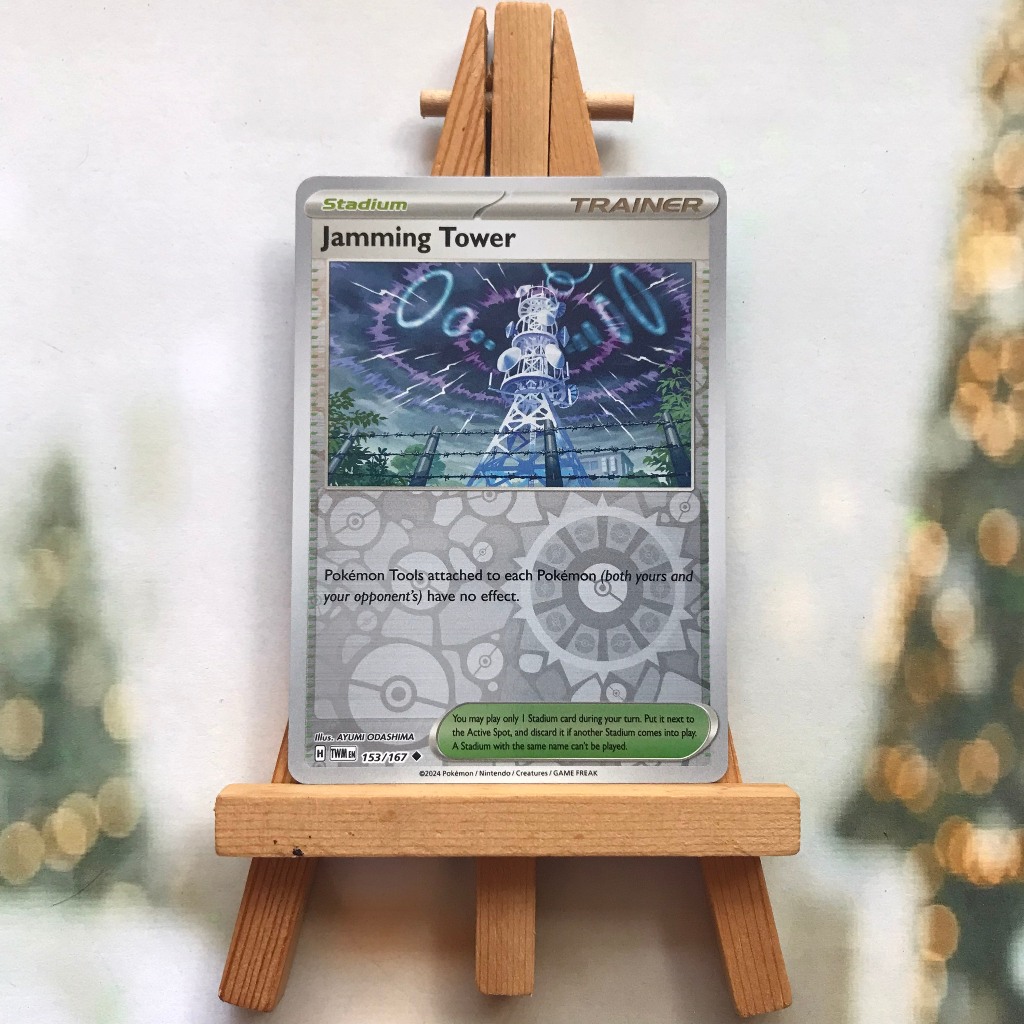 Thẻ Pokemon Jamming Tower 153/167 - Lá bài Scarlet&Violet Twilight Masquerade Uncommon Reverse Holo tiếng Anh chính hãng