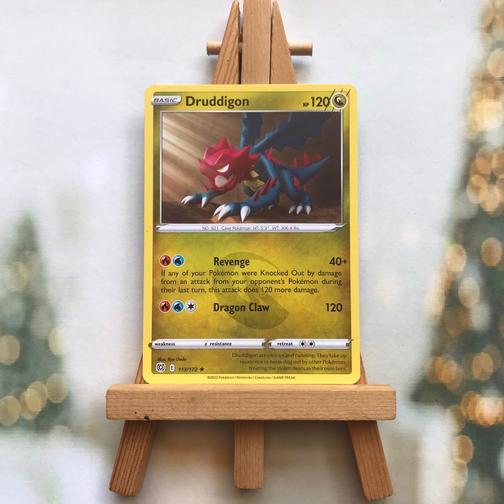 Thẻ hình Pokemon Druddigon 113/172 - Lá bài Brilliant Stars Rare Reverse Holo tiếng Anh chính hãng