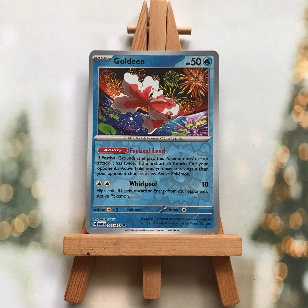 Thẻ hình Pokemon Goldeen 044/167 - Lá bài lẻ Scarlet&Violet Twilight Masquerade Common Reverse Holo tiếng Anh chính hãng