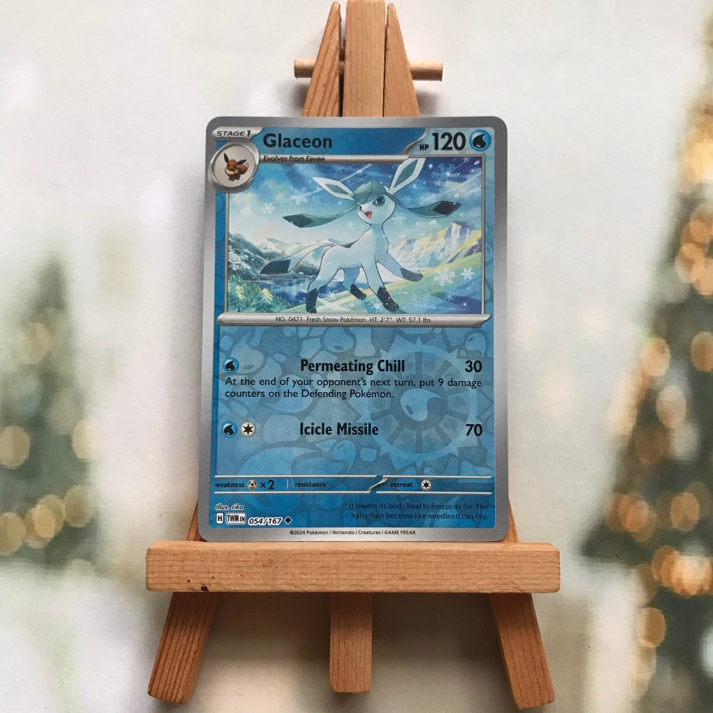 Thẻ hình Pokemon Glaceon 054/167 - Lá bài Scarlet&Violet Twilight Masquerade Uncommon Reverse Holo tiếng Anh chính hãng