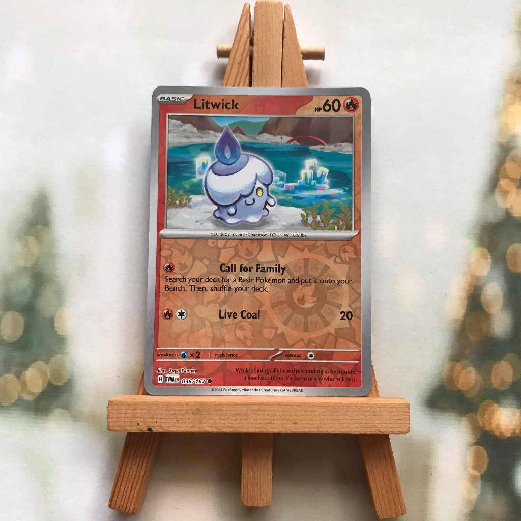 Thẻ hình Pokemon Litwick 036/167 - Lá bài lẻ Scarlet&Violet Twilight Masquerade Common Reverse Holo tiếng Anh chính hãng