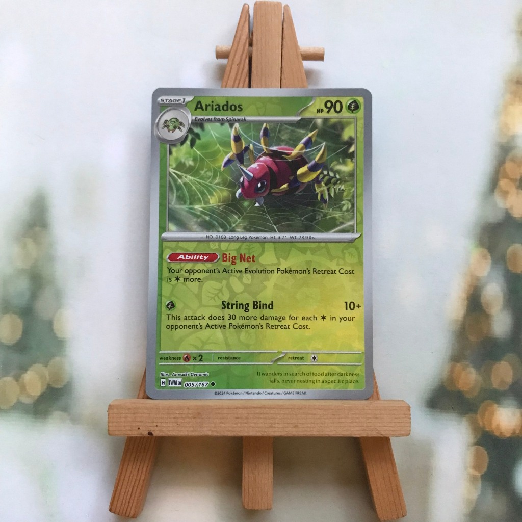 Thẻ hình Pokemon Ariados 005/167 - Lá bài Scarlet&Violet Twilight Masquerade Uncommon Reverse Holo tiếng Anh chính hãng