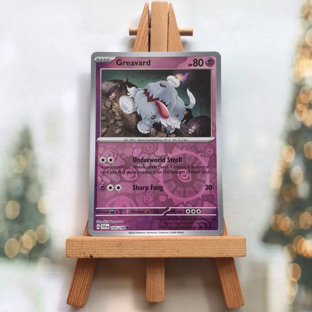 Thẻ hình Pokemon Greavard 105/198 - Lá bài lẻ Scarlet & Violet Base Set Common Reverse Holo Promo tiếng Anh chính hãng