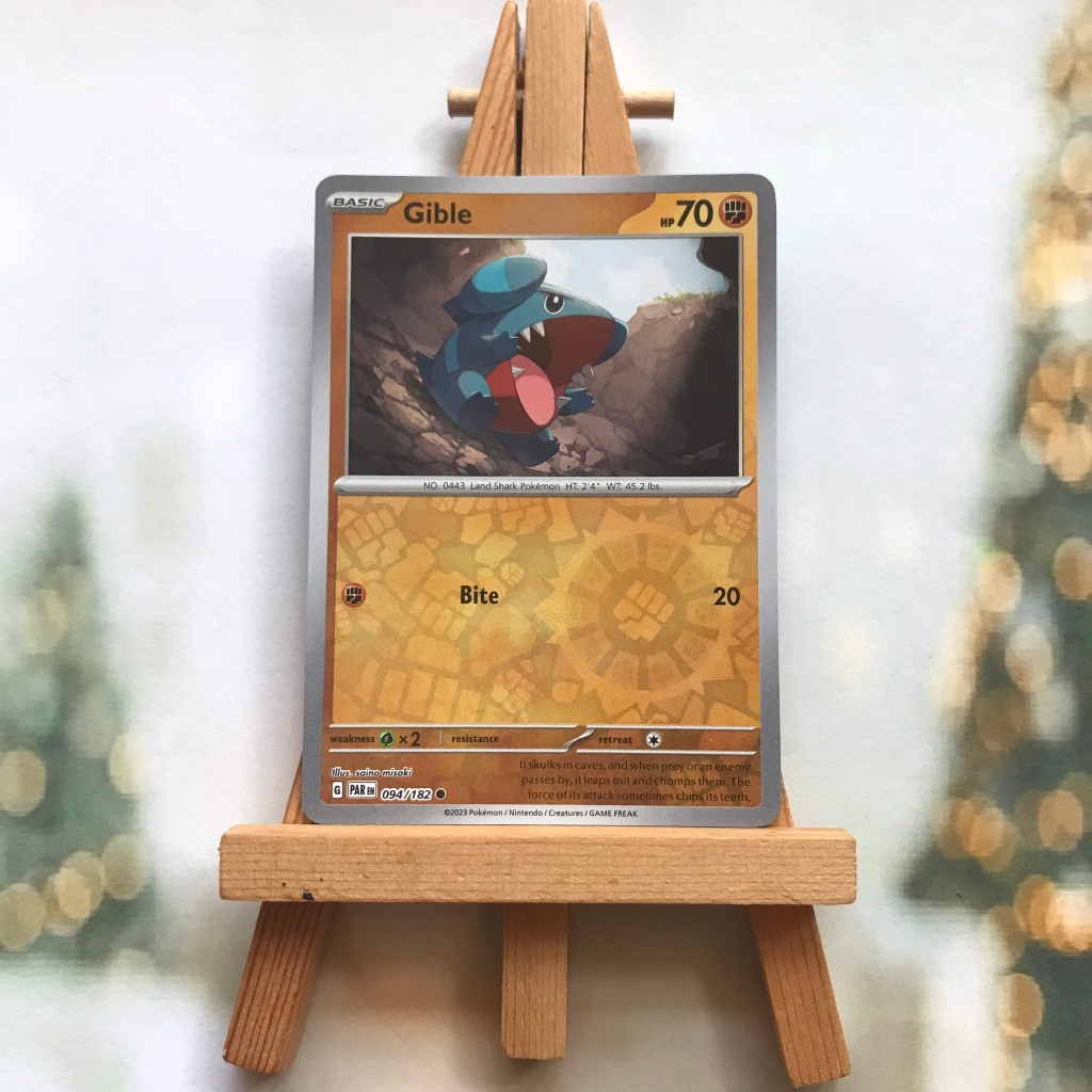 Thẻ hình Pokemon Gible 094/182 - Lá bài Scarlet & Violet: Paradox Rift Common Reverse Holo tiếng Anh chính hãng