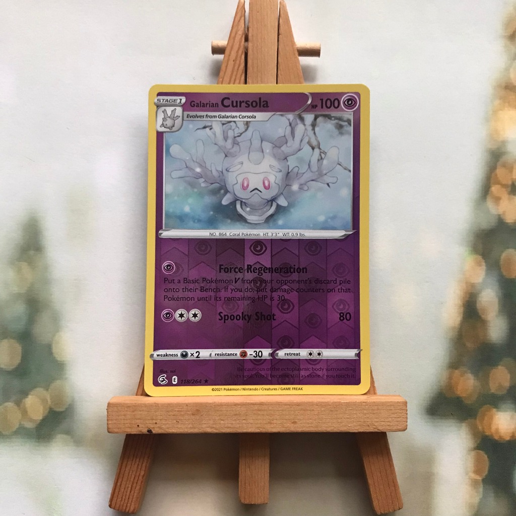 Thẻ hình Pokemon Galarian Cursola 118/264 - Lá bài Sword & Shield: Fusion Strike Rare Reverse Holo tiếng Anh chính hãng