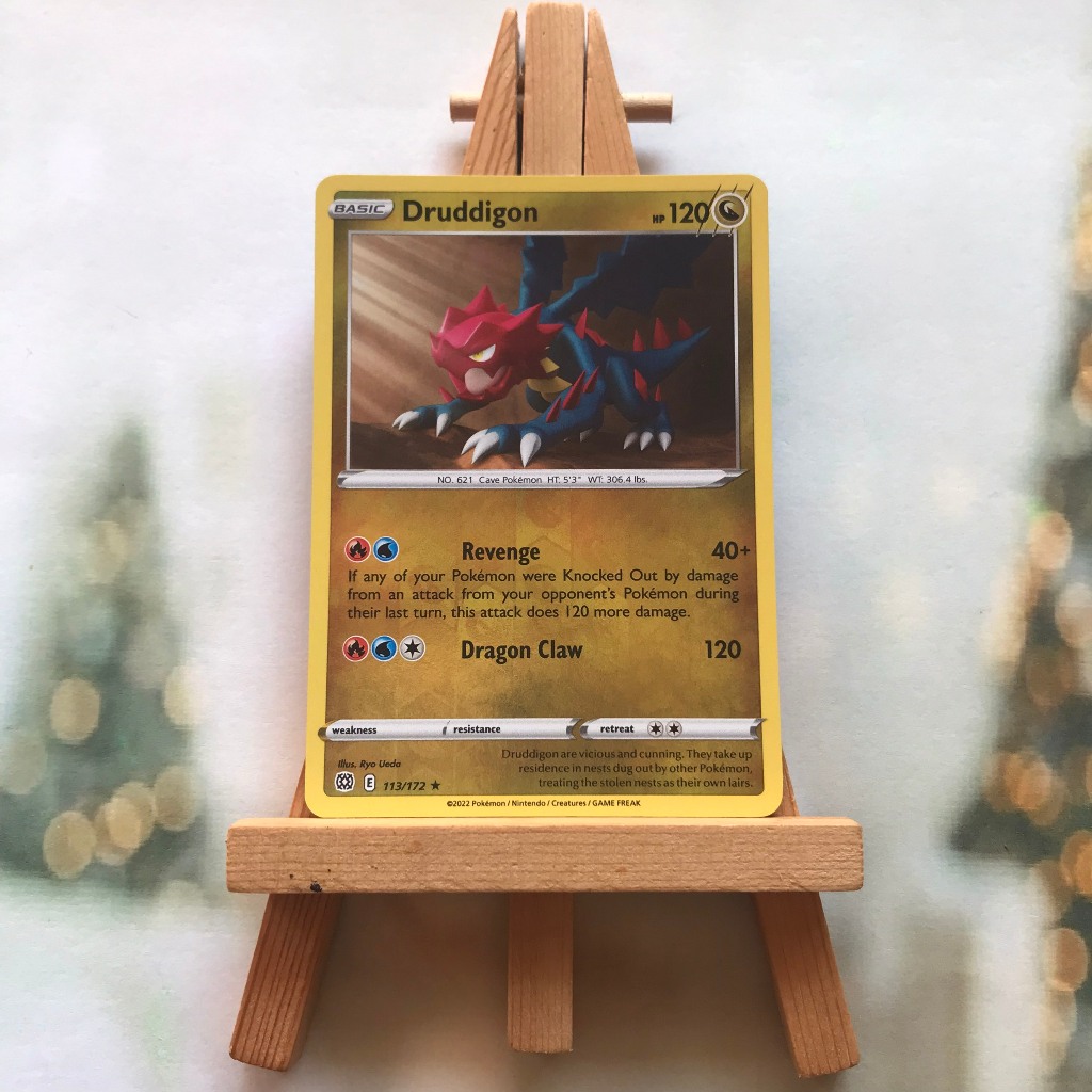 Thẻ hình Pokemon Druddigon 113/172 - Lá bài Brilliant Stars Rare Reverse Holo tiếng Anh chính hãng