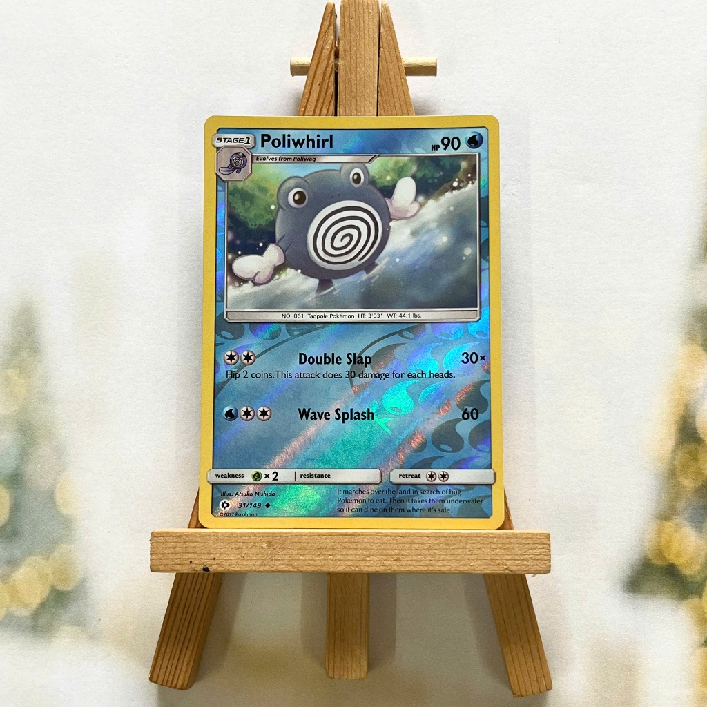 Thẻ hình Pokemon Poliwhirl 31/149 - Lá bài lẻ Sun & Moon (Base Set) Uncommon Reverse Holo tiếng Anh chính hãng