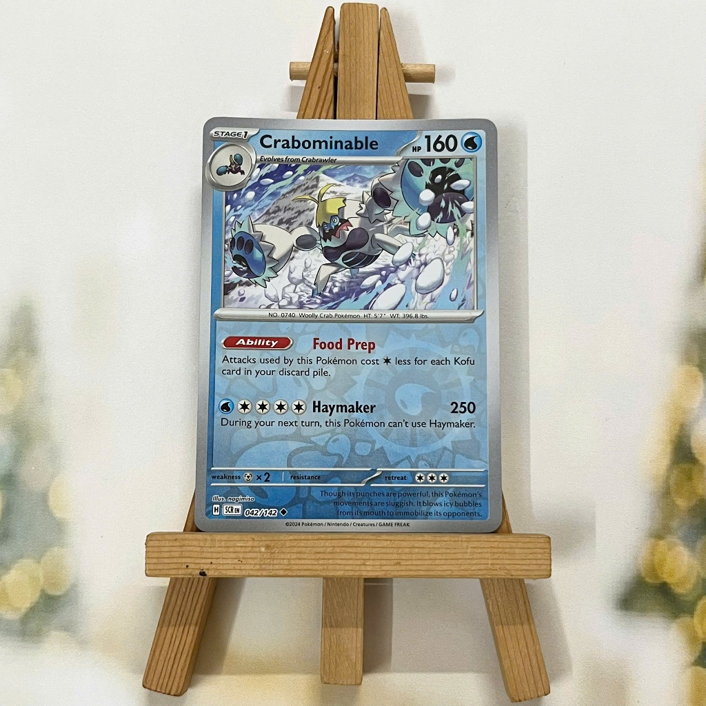 Thẻ hình Pokemon Crabominable 042/142 - Lá bài lẻ Stellar Crown Uncommon Reverse Holo tiếng Anh chính hãng