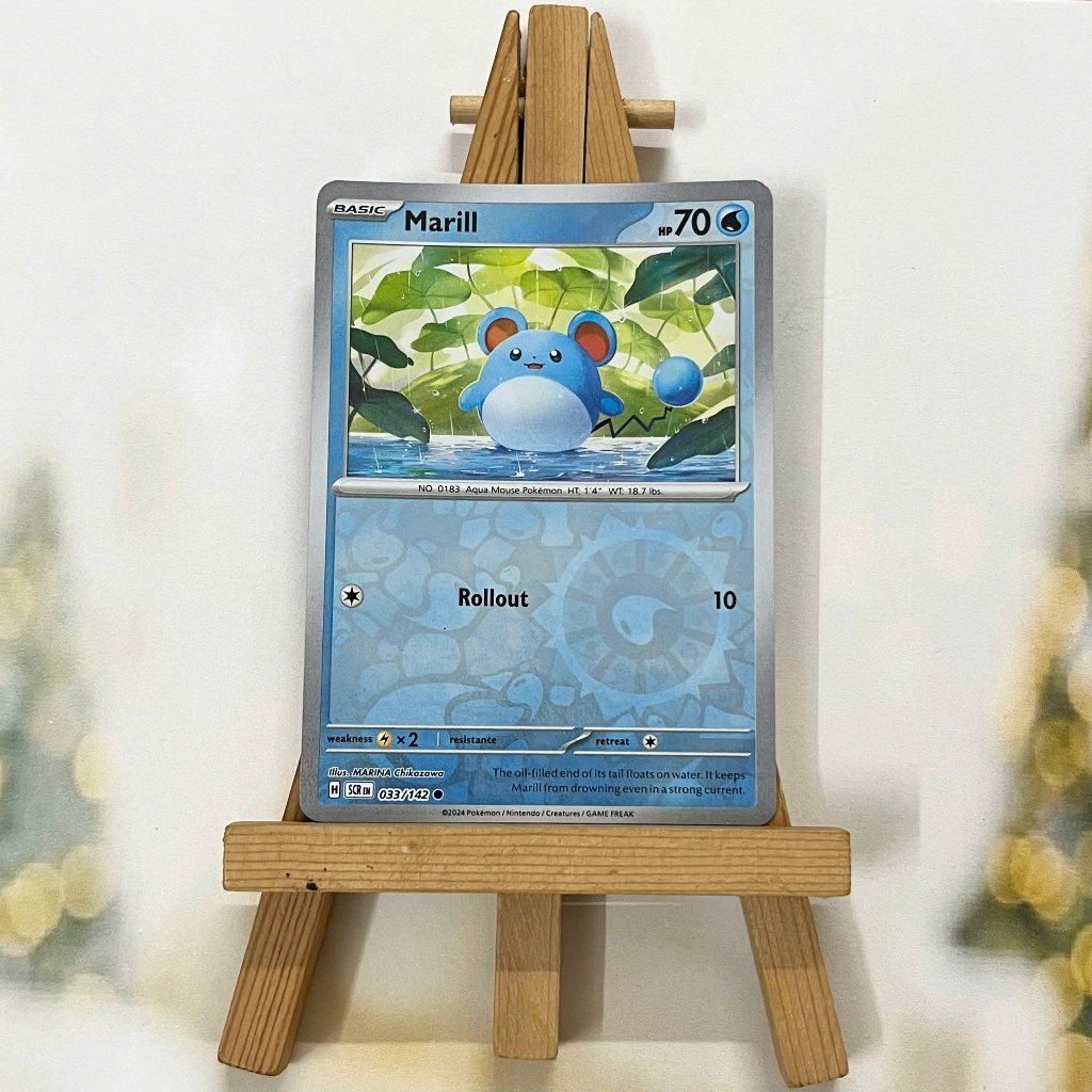 Thẻ hình Pokemon Marill 033/142 - Lá bài lẻ Stellar Crown Common Reverse Holo tiếng Anh chính hãng