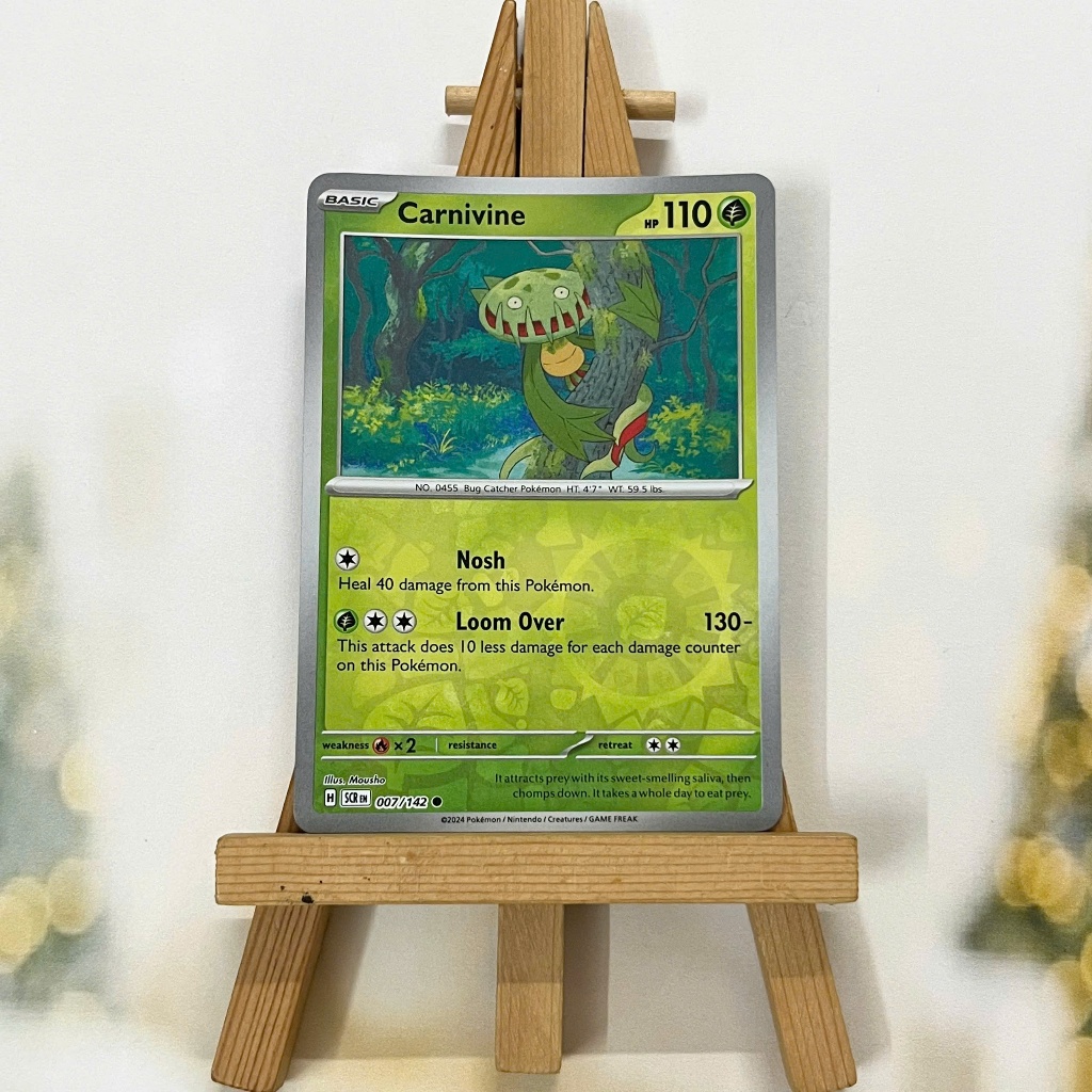 Thẻ hình Pokemon Carnivine 007/142 - Lá bài lẻ Stellar Crown Common Reverse Holo tiếng Anh chính hãng