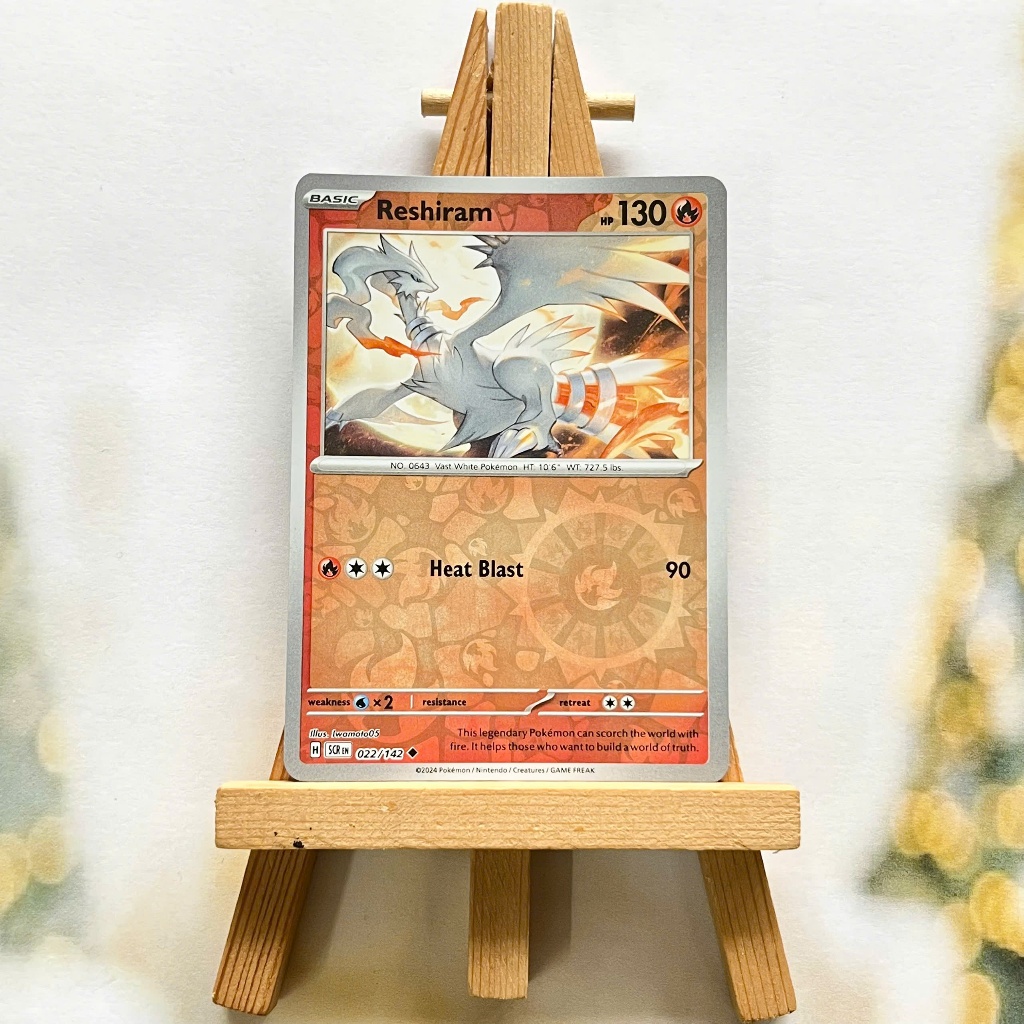 Thẻ hình Pokemon Reshiram 022/142 - Lá bài lẻ Stellar Crown Uncommon Reverse Holo tiếng Anh chính hãng