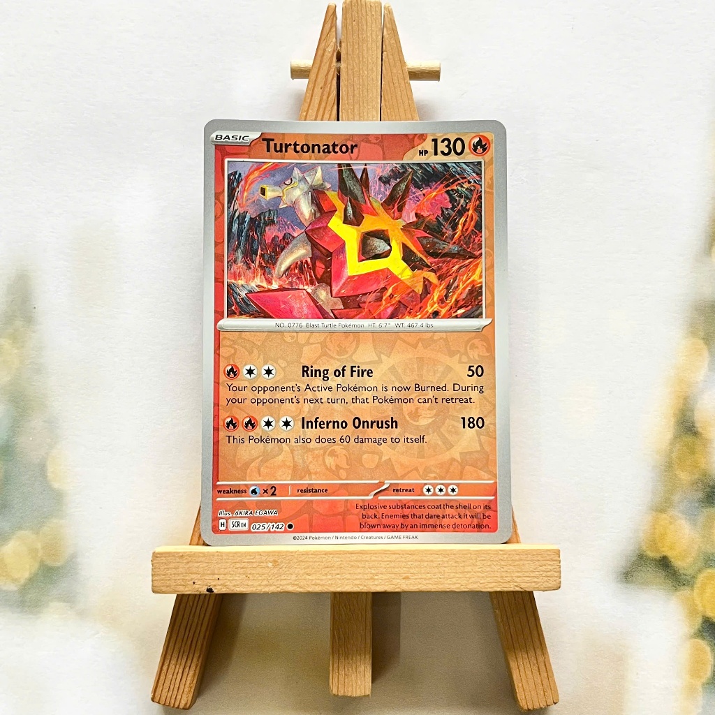 Thẻ hình Pokemon Turtonator 025/142 - Lá bài lẻ Stellar Crown Common Reverse Holo tiếng Anh chính hãng