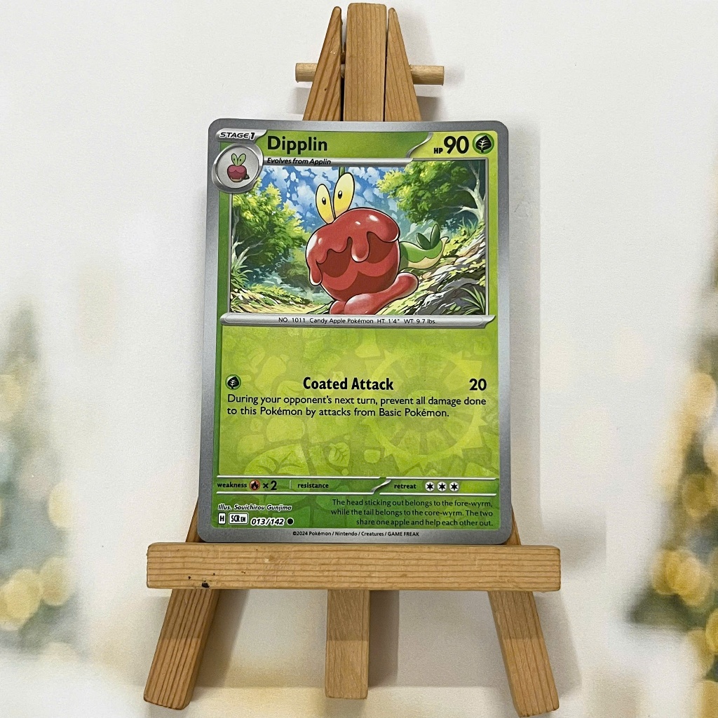 Thẻ hình Pokemon Dipplin 013/142 - Lá bài lẻ Stellar Crown Common Reverse Holo tiếng Anh chính hãng