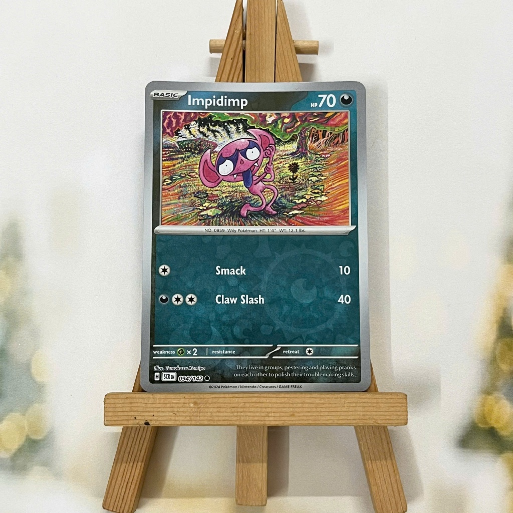 Thẻ hình Pokemon Impidimp 094/142 - Lá bài lẻ Stellar Crown Common Reverse Holo tiếng Anh chính hãng