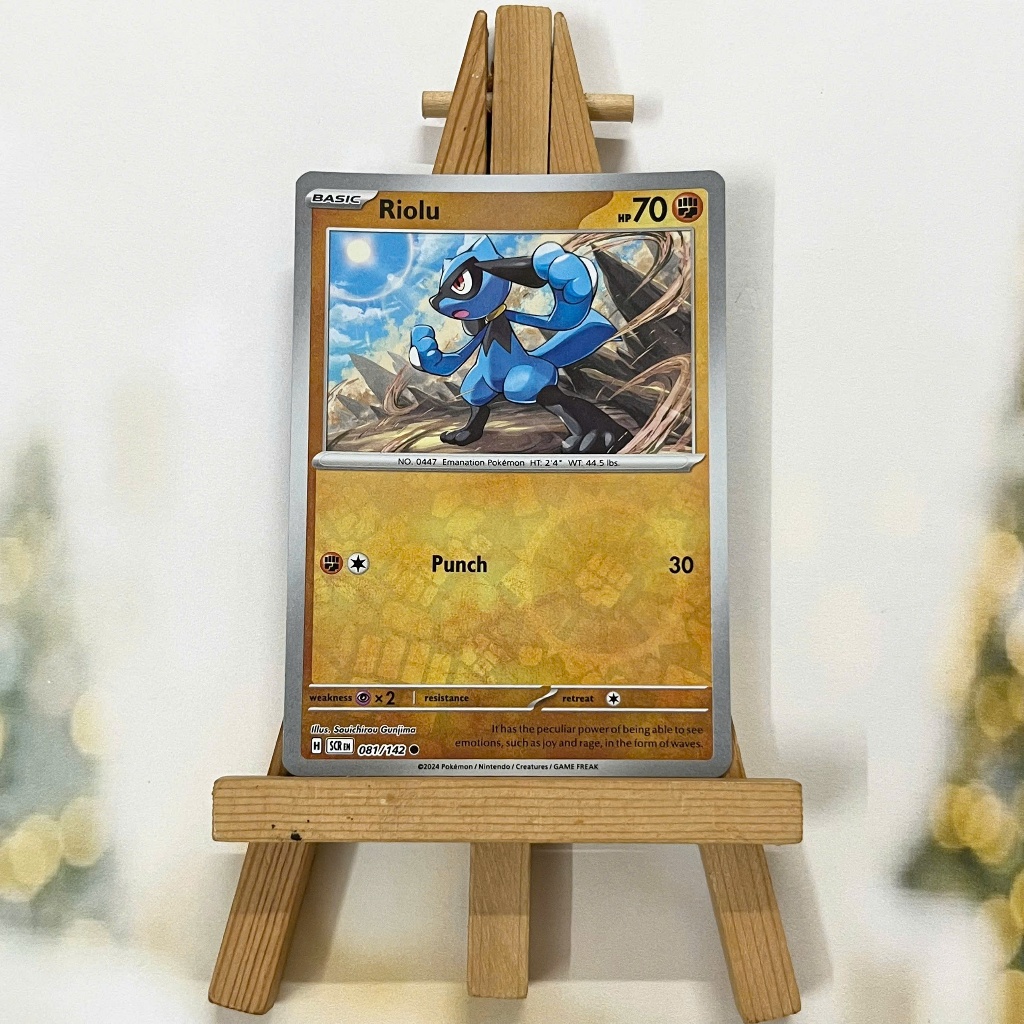 Thẻ hình Pokemon Riolu 081/142 - Lá bài lẻ Stellar Crown Common Reverse Holo tiếng Anh chính hãng