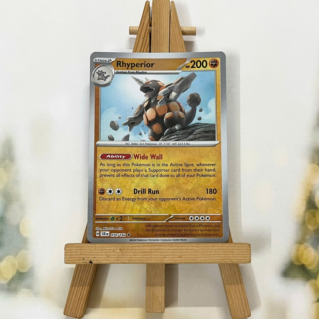 Thẻ hình Pokemon Rhyperior 076/142 - Lá bài lẻ Stellar Crown Rare Reverse Holo tiếng Anh chính hãng