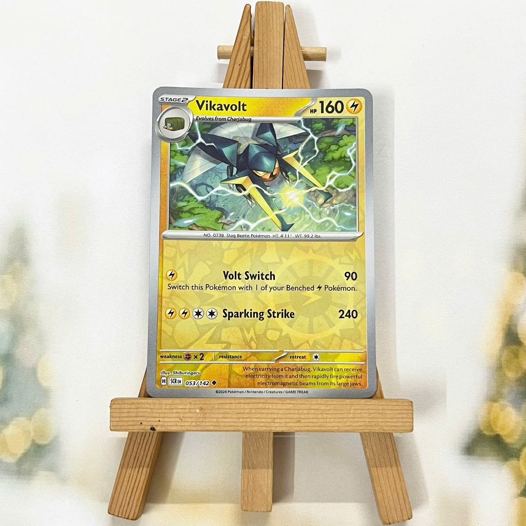 Thẻ hình Pokemon Vikavolt 053/142 - Lá bài lẻ Stellar Crown Uncommon Reverse Holo tiếng Anh chính hãng