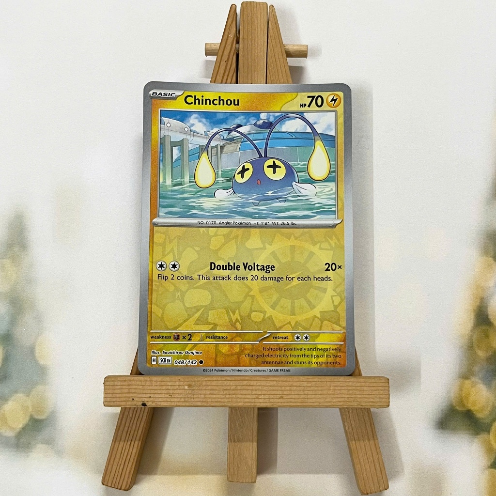 Thẻ hình Pokemon Chinchou 048/142 - Lá bài lẻ Stellar Crown Common Reverse Holo tiếng Anh chính hãng