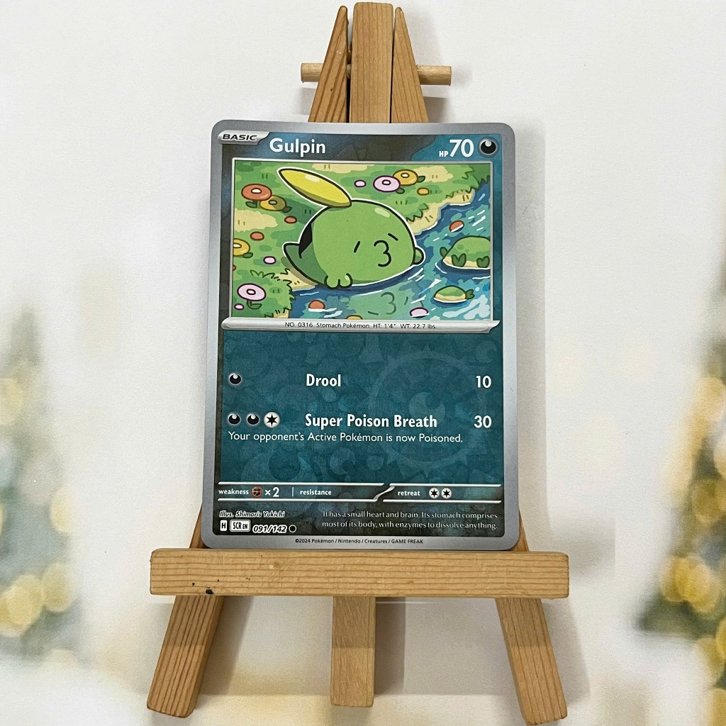 Thẻ hình Pokemon Gulpin 091/142 - Lá bài lẻ Stellar Crown Common Reverse Holo tiếng Anh chính hãng