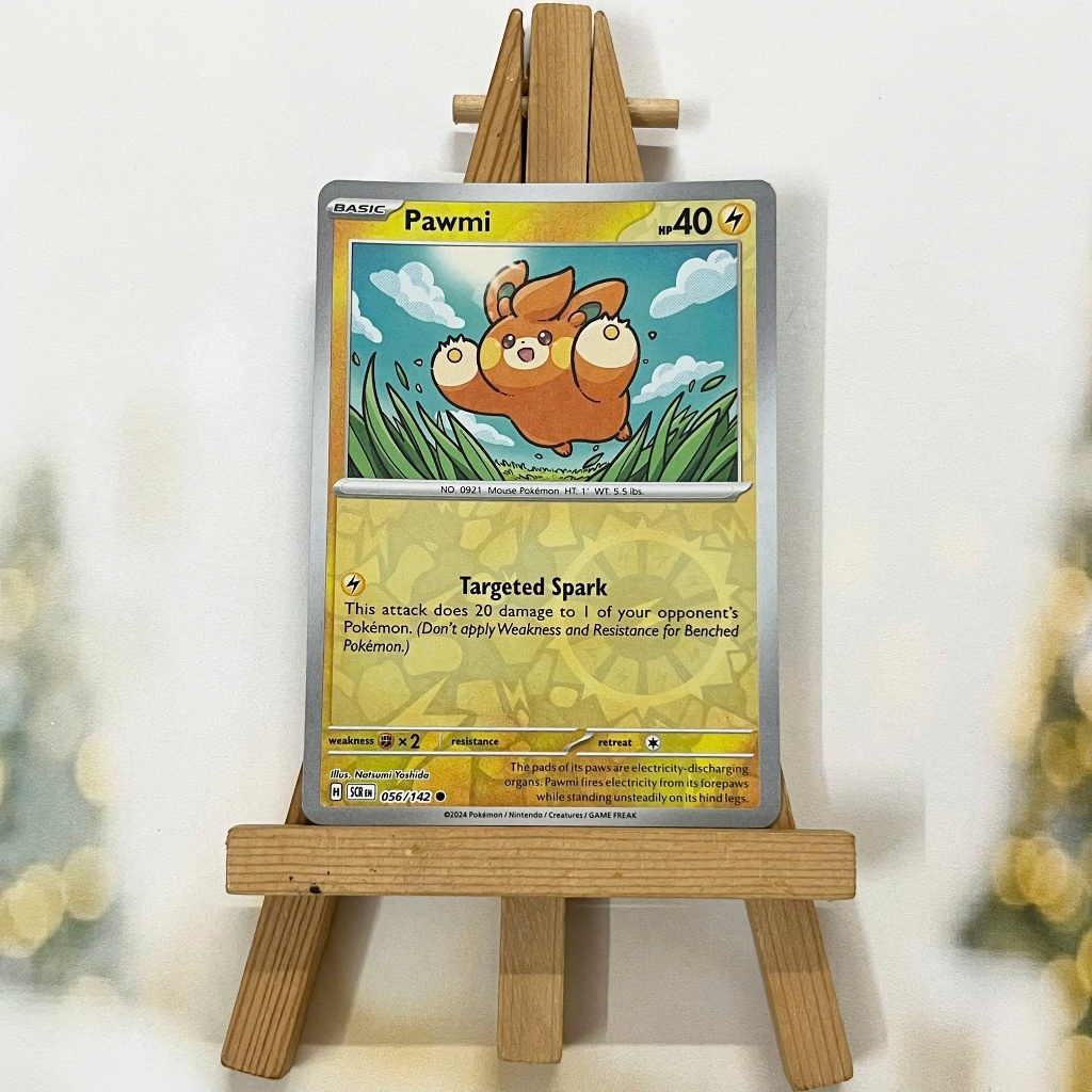Thẻ hình Pokemon Pawmi 056/142 - Lá bài lẻ Stellar Crown Common Reverse Holo tiếng Anh chính hãng