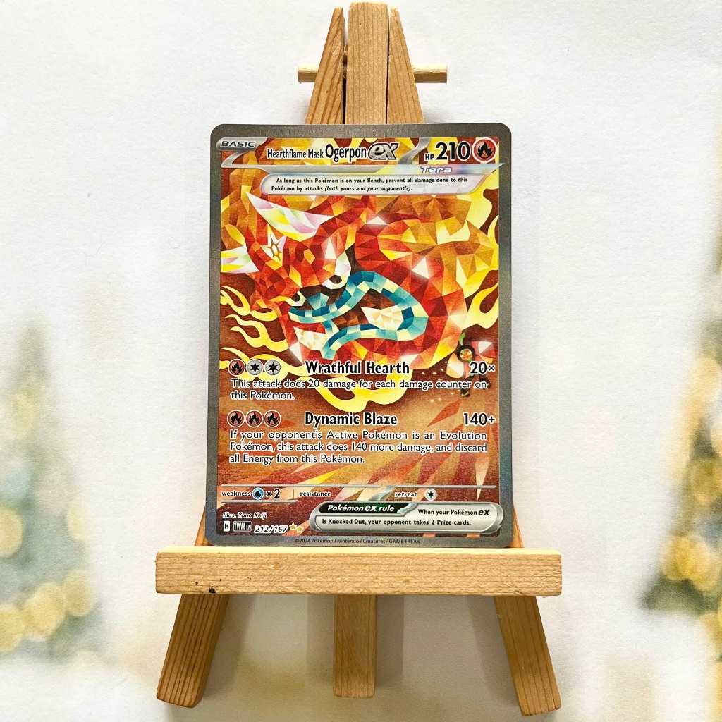 Thẻ hình Pokemon Hearthflame Mask Ogerpon ex 212/167 - Lá bài Twilight Masquerade Special Illustration Rare chính hãng