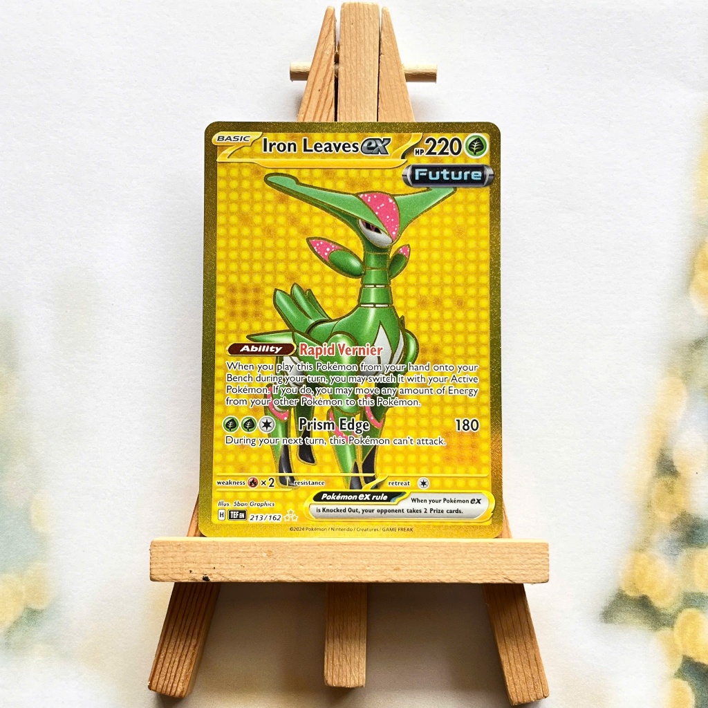 Thẻ hình Pokemon Iron Leaves ex 213/162 - Lá bài Temporal Forces Gold Secret Rare tiếng Anh chính hãng