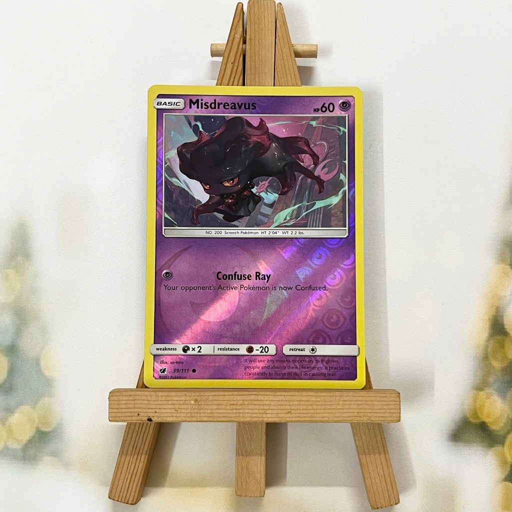 Thẻ hình Pokemon Misdreavus 39/111 - Lá bài Sun & Moon: Crimson Invasion Common Reverse Holo tiếng Anh chính hãng