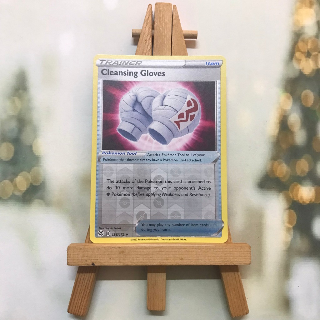 Thẻ Pokemon Cleansing Gloves 136/172 - Lá bài Sword&Shield Brilliant Stars Uncommon Reverse Holo tiếng Anh chính hãng