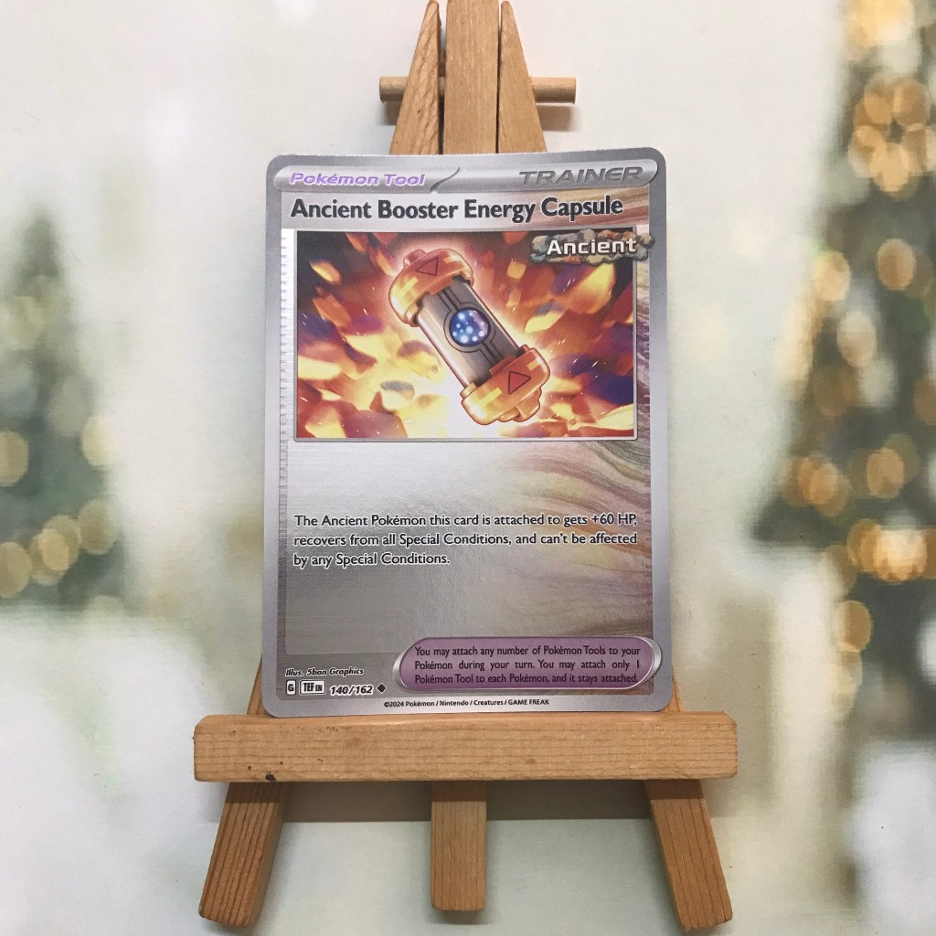 Thẻ Pokemon Ancient Booster Energy Capsule 140/162-Lá bài SVE Temporal Forces Uncommon Reverse Holo tiếng Anh chính hãng
