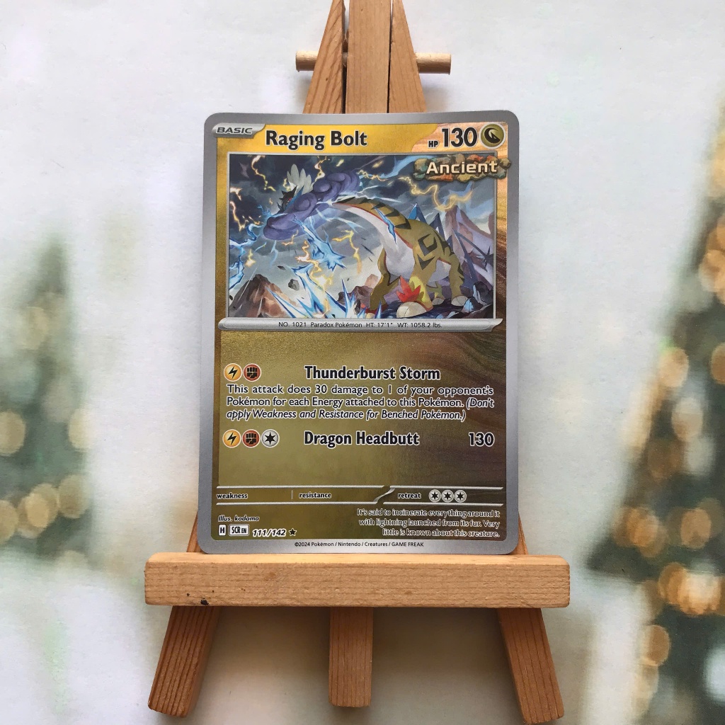 Thẻ hình Pokemon Raging Bolt 111/142 - Lá bài lẻ Stellar Crown Rare Reverse Holo tiếng Anh chính hãng