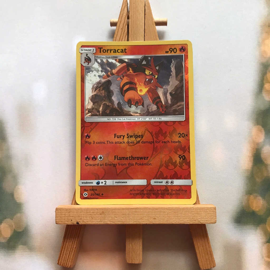 Thẻ hình Pokemon Torracat 25/149 - Lá bài lẻ Sun & Moon (Base Set) Uncommon Reverse Holo tiếng Anh chính hãng