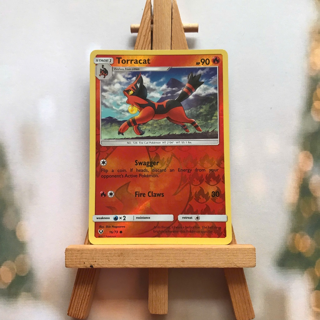 Thẻ hình Pokemon Torracat 16/73 - Lá bài lẻ Shining Legends Common Reverse Holo tiếng Anh chính hãng
