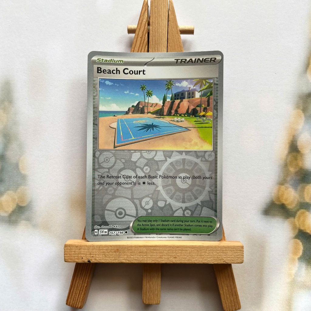 Thẻ hình Pokemon Beach Court 167/198 - Lá bài Scarlet & Violet Base Set Uncommon Reverse Holo tiếng Anh chính hãng