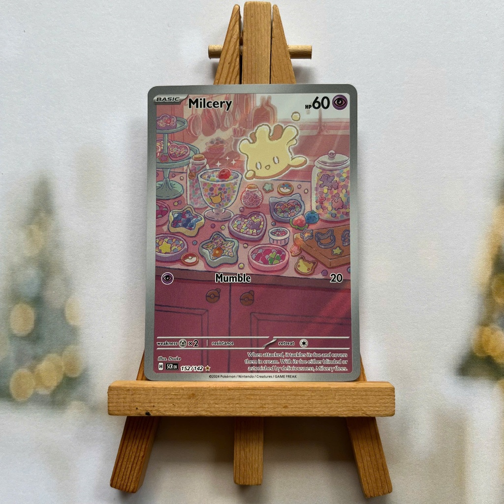Thẻ hình Pokemon Milcery 152/142 - Lá bài Stellar Crown Illustration Rare tiếng Anh chính hãng