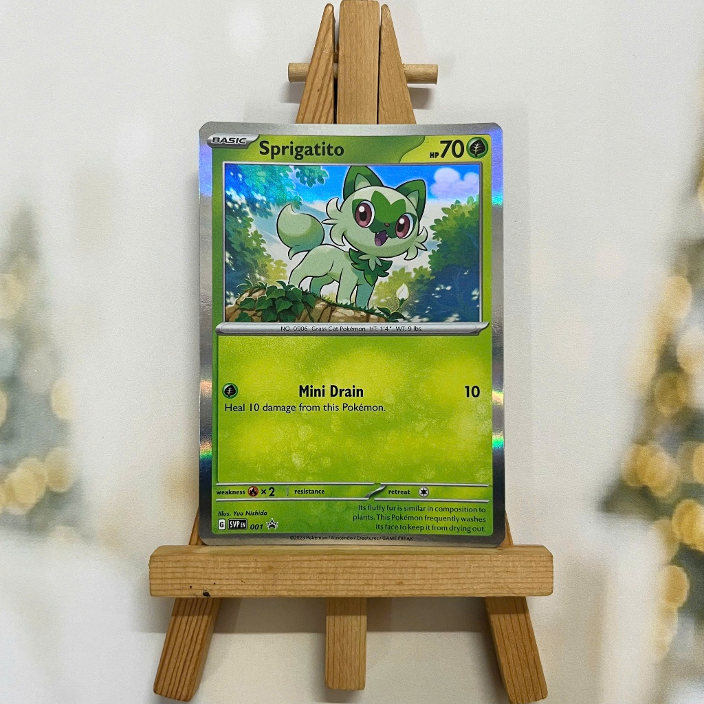 Thẻ hình Pokemon Sprigatito SVP001 - Lá bài lẻ Scarlet & Violet Holo Promo tiếng Anh chính hãng