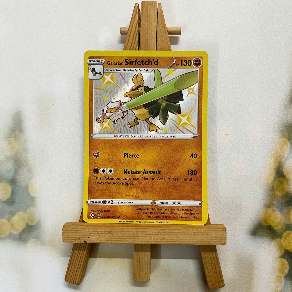 Thẻ hình Pokemon Galarian Sirfetch'd SV64/SV122 - Lá bài lẻ Shining Fates Shiny Rare tiếng Anh chính hãng