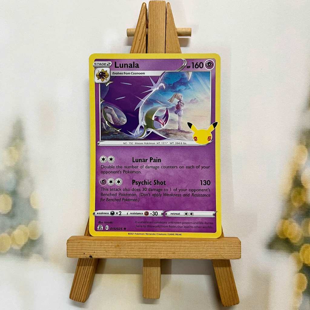 Thẻ hình Pokemon Lunala 15/25 - Lá bài lẻ 25th Celebrations Holo Rare tiếng Anh chính hãng