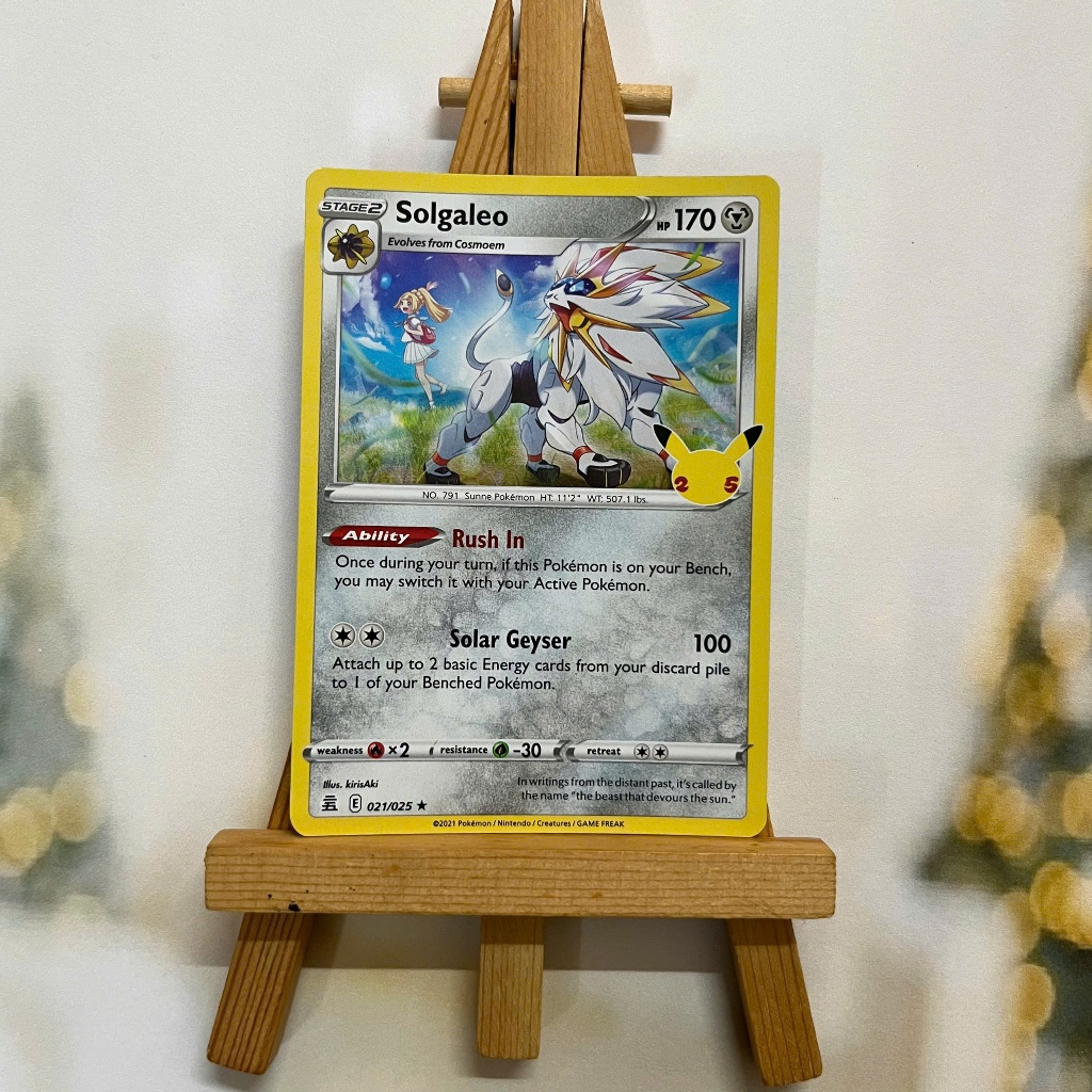 Thẻ hình Pokemon Solgaleo 21/25 - Lá bài lẻ 25th Celebrations Holo Rare tiếng Anh chính hãng