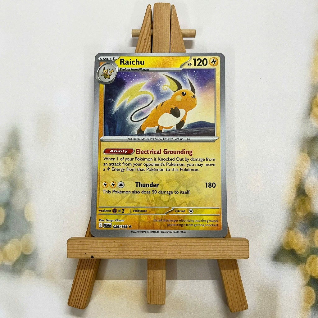 Thẻ hình Pokemon Raichu 026/165 - Lá bài lẻ Scarlet Violet 151 Rare Reverse Holo tiếng Anh chính hãng