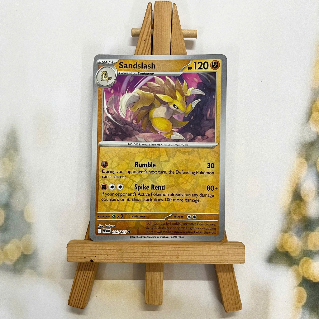 Thẻ hình Pokemon Sandslash 028/165 - Lá bài lẻ Scarlet & Violet 151 Uncommon Reverse Holo tiếng Anh chín