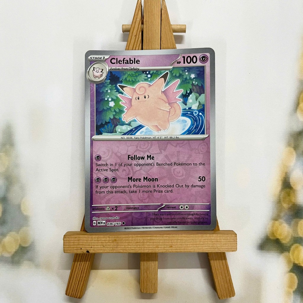 Thẻ hình Pokemon Clefable 036/165 - Lá bài Scarlet & Violet 151 Uncommon Reverse Holo tiếng Anh chính hãng
