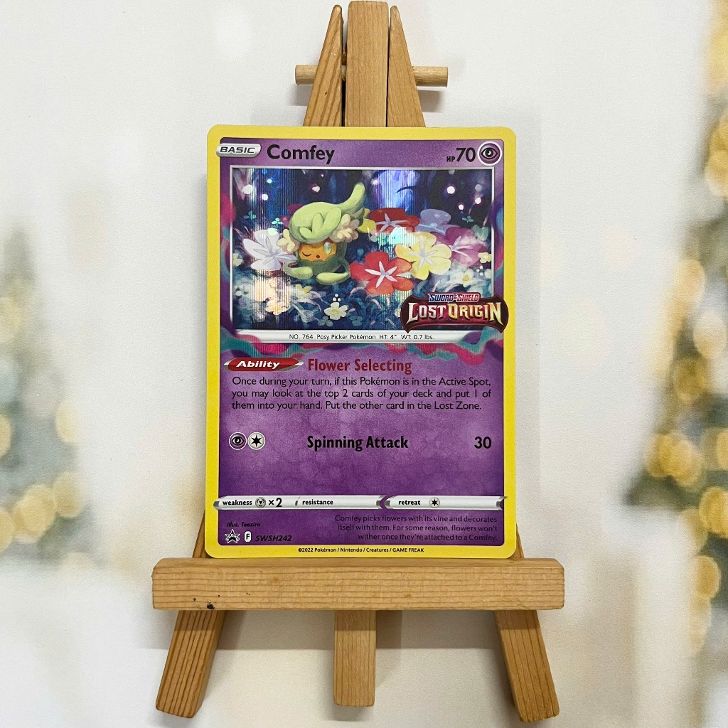 Thẻ hình Pokemon Comfey SWSH242 - Lá bài lẻ Prerelease Promo tiếng Anh chính hãng