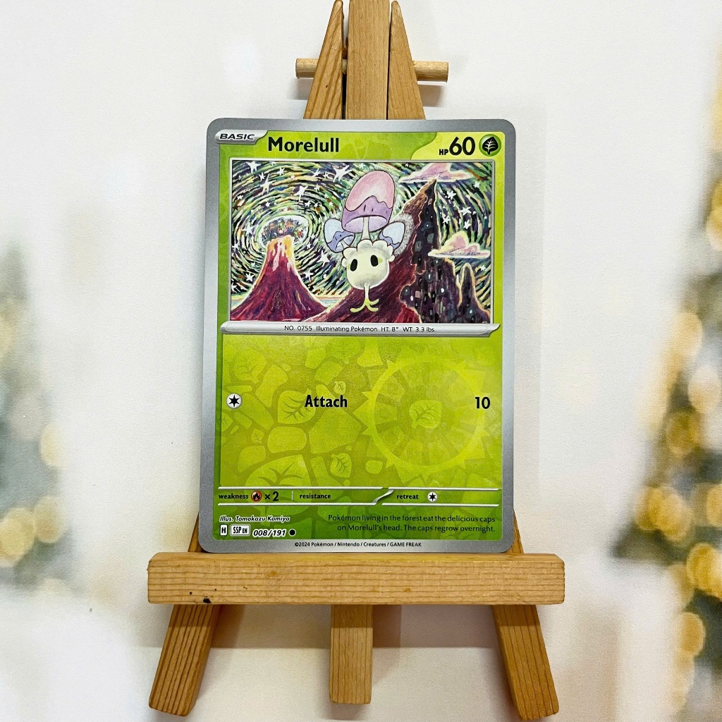 Thẻ hình Pokemon Morelull 008/191 - Lá bài lẻ Surging Sparks Common Reverse Holo tiếng Anh chính hãng